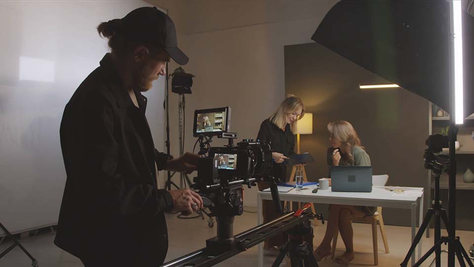 video testimonial filming on set | Lumira Studio Video Production Hertfordshire