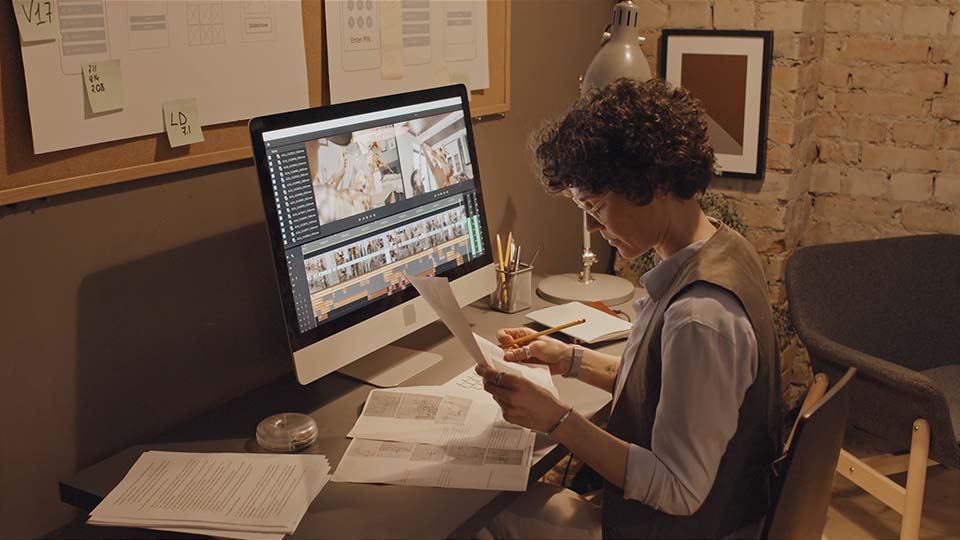 video editor working on Crafting Product Videos That Convert | Lumira Studio Video Production Hertfordshire